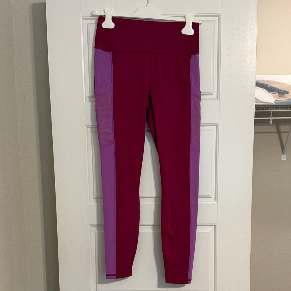 Fabletics Women's Burgundy and Lavender Leggings